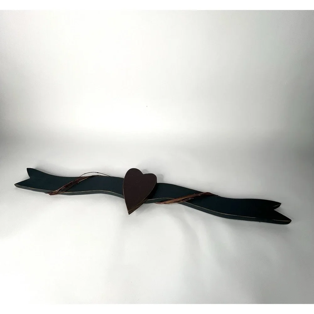 Vintage Wooden Heart Banner Wall Hanging Wooden Cottage Decor Primitive 31